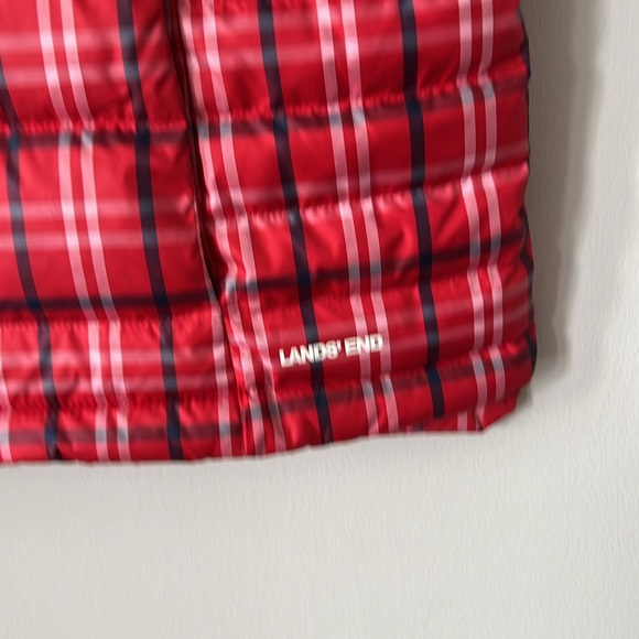 Lands' End Vibrant Red Checkered Vest - Picture 3 of 6